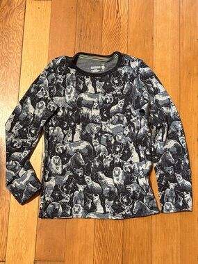 Smartwool Black & White Forest Animal Long Sleeve Tee